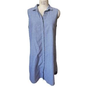Tradlands Striped Sleeveless Shirtdress Women’s Size XL Cotton Linen